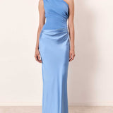 Anita™ | Elegant One Shoulder Neck Pleated Party Maxi Dress