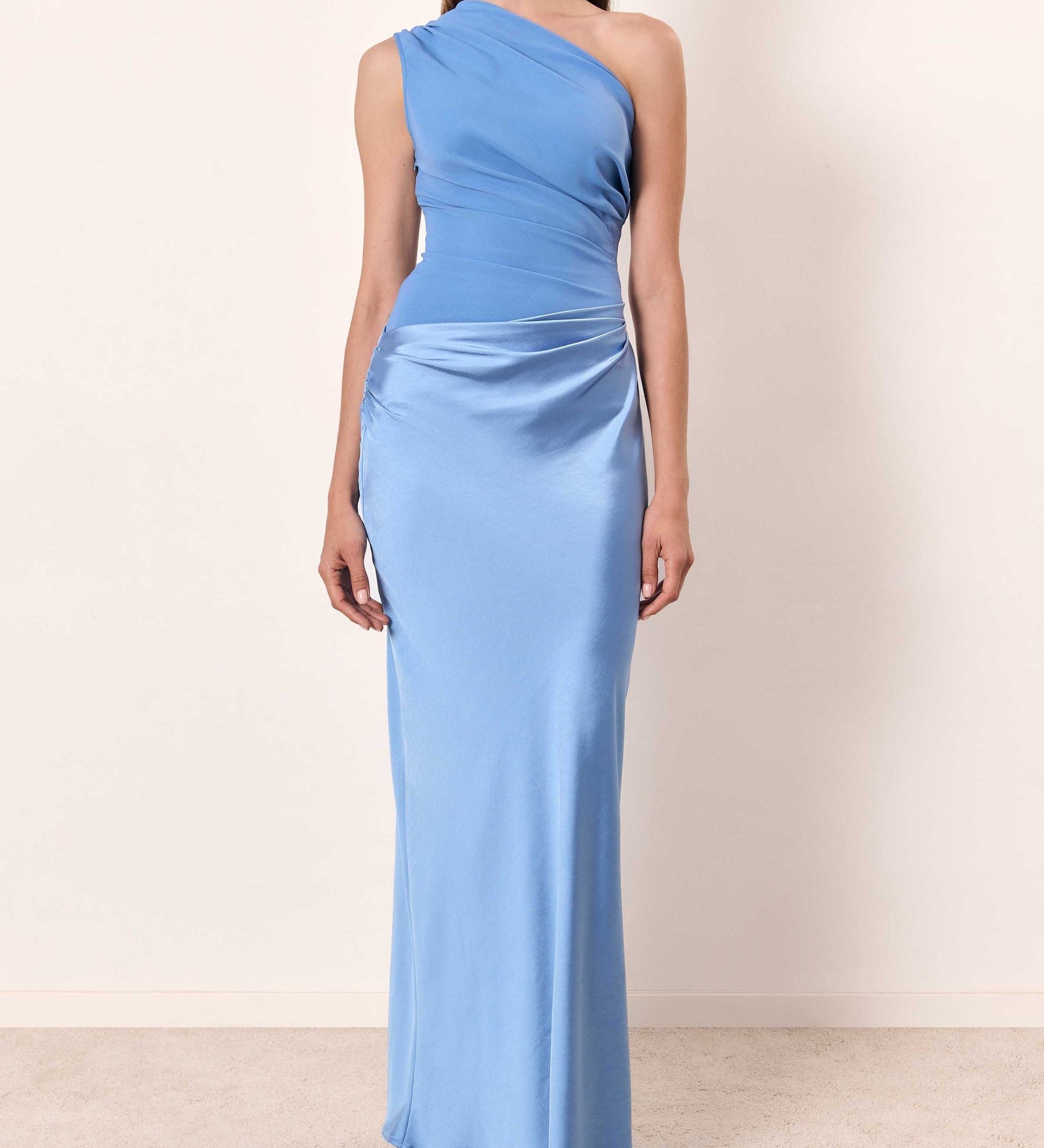 Anita™ | Elegant One Shoulder Neck Pleated Party Maxi Dress