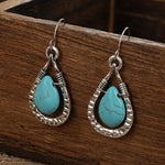 PENDIENTES VINTAGE RÉTRO EAU GOTA STYLE TURQUESA COLGANTE