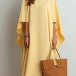 VESTIDO MIDI ELEGANTE CON CAPA DRAPEADA - VALERINA MARBELLA