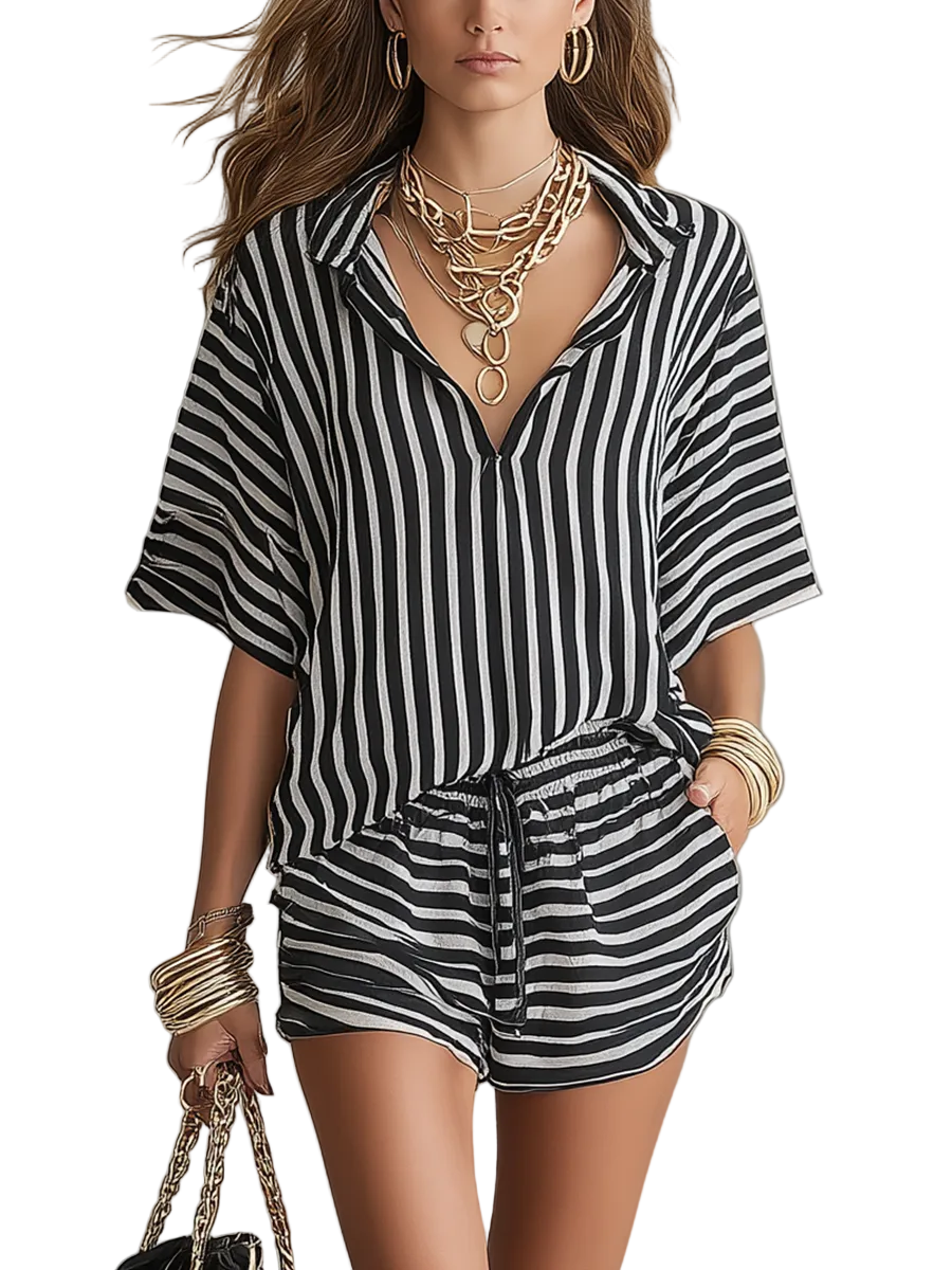 Chic Striped Relaxed Summer Set