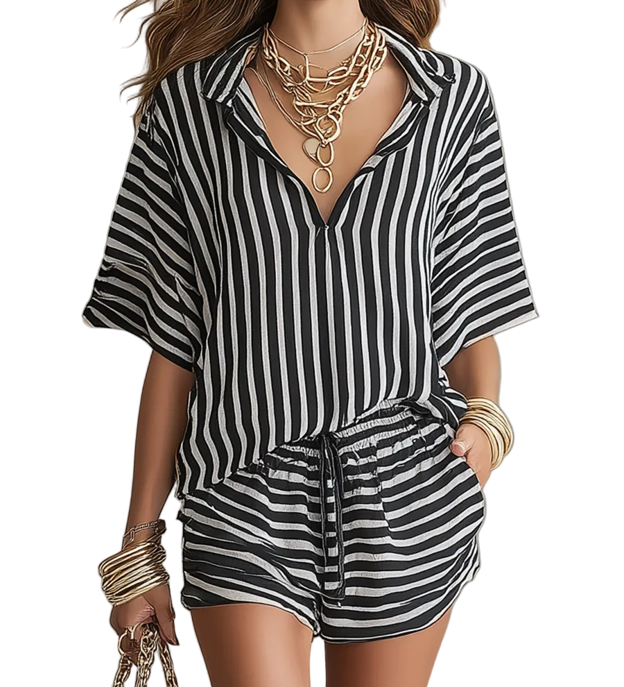 Chic Striped Relaxed Summer Set
