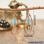 PENDIENTES VINTAGE BOHEMIO TURQUESA PERLÉ ARO