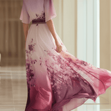 VESTIDO MAXI DE GASA CON DEGRADADO FLORAL - VALERINA MARBELLA