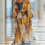 CONJUNTO DE GASA CON ESTAMPADO ACUARELA Y TOP - VALERINA MARBELLA