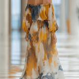 CONJUNTO DE GASA CON ESTAMPADO ACUARELA Y TOP - VALERINA MARBELLA