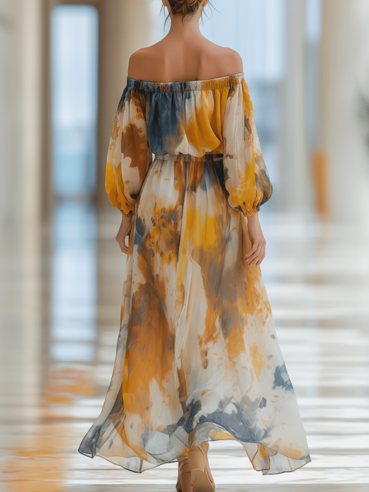 CONJUNTO DE GASA CON ESTAMPADO ACUARELA Y TOP - VALERINA MARBELLA