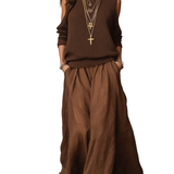 Bohemian Luxe Ribbed Knit & Soft Draped Pants Two-Piece Set