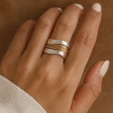 ANILLO PLATA CON DORADO THREADS