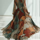 VESTIDO LARGO DE GASA PLISADA CON MARIPOSAS MULTICOLOR - VALERINA MARBELLA