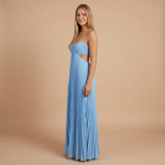 Women's Wedding Guest Pleated Halter Maxi Dress