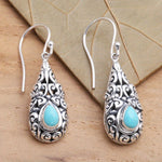 PENDIENTES VINTAGE GOTA TURQUESA PLATA PLAQUÉ GOTA