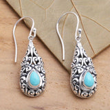 PENDIENTES VINTAGE GOTA TURQUESA PLATA PLAQUÉ GOTA