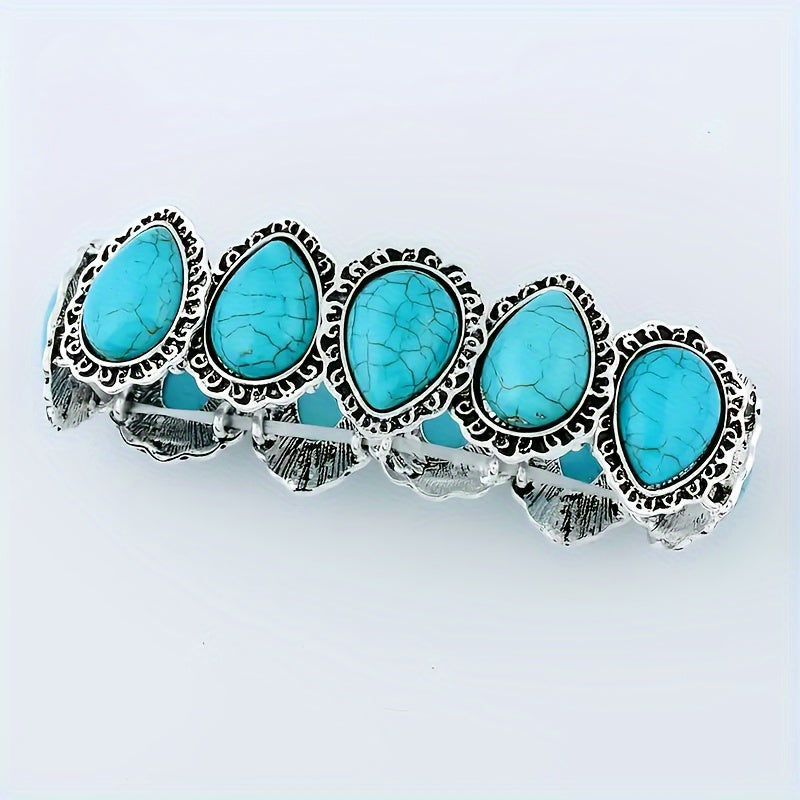 PULSERA VINTAGE TURQUESA ÓVALO PLATA PLAQUÉ IMPOSANT