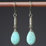 PENDIENTES VINTAGE BOHEMIO TIBÉTAIN PLATA TURQUESA