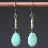 PENDIENTES VINTAGE BOHEMIO TIBÉTAIN PLATA TURQUESA