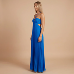 Women's Wedding Guest Pleated Halter Maxi Dress