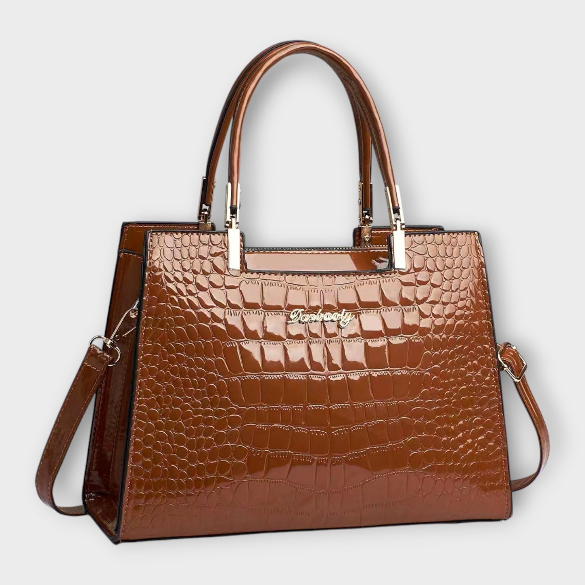 BOLSO DE MANO CON EFECTO COCODRILO BRILLANTE - VALERINA MARBELLA