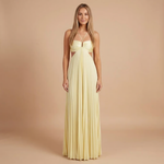 Women's Wedding Guest Pleated Halter Maxi Dress