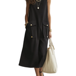 Sophisticated Sleeveless Utility Midi Dress