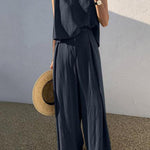 Linen Blends Casual Pants Set