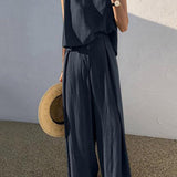 Linen Blends Casual Pants Set