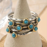 ANILLO VINTAGE GÉOMÉTRIQUE TURQUESA MULTI-SORTIJAS