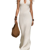 Bohemian Keyhole Neckline Knitted Maxi Dress