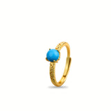 ANILLO ELEGANTE LISSE TURQUESA PIERRE PRECIOSA DORADO SORTIJA