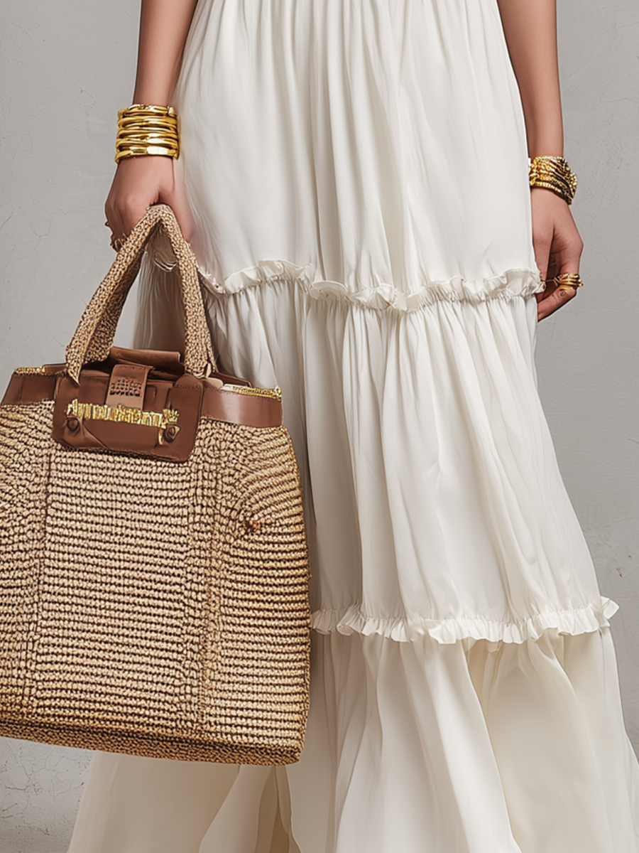 Ethereal Halter-Neck Tiered Maxi Dress