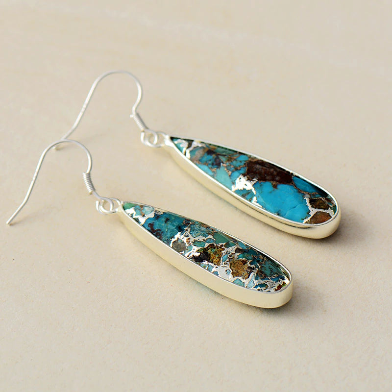 PENDIENTES NATUREL PIERRE TURQUESA JASPE GOTA