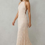 Greta – Modern texture – Women’s Backless Sculpted Texture Maxi Dress