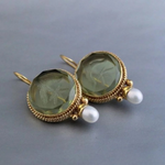 PENDIENTES RÉTRO VERDE PIERRE PERLA