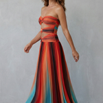 Zafrina – Sunset ombré allure – Strapless maxi dress