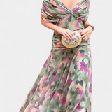 VESTIDO LARGO FLORAL CON ESCOTE EN V - VALERINA MARBELLA