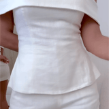 CONJUNTO DE DOS PIEZAS DE ALGODÓN Y LINO BLANCO