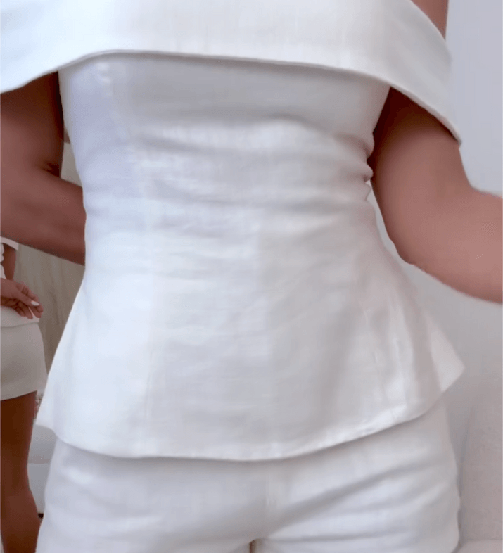 CONJUNTO DE DOS PIEZAS DE ALGODÓN Y LINO BLANCO