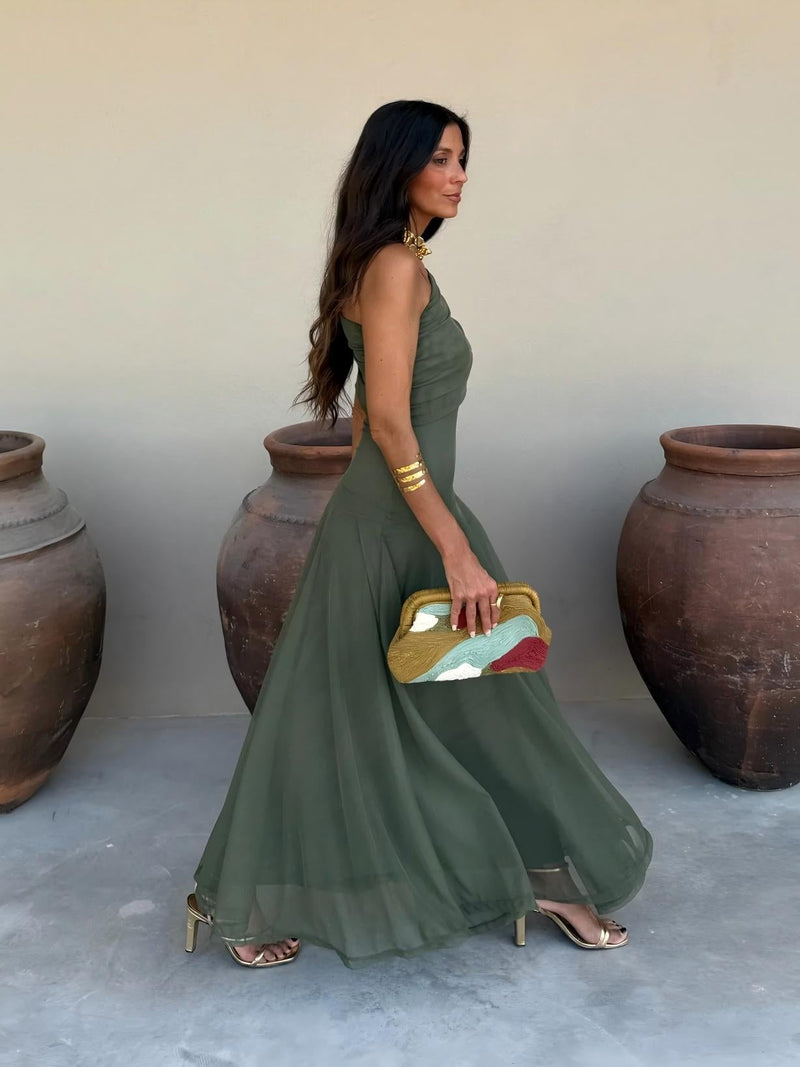 Dainia – Ein-Schulter-Maxikleid Aus Netz