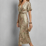 Zarielle – Draped elegance – V neck maxi dress