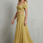 Ramona – Golden glow – Women’s Off-Shoulder Ruched Skirt Set