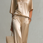 Stylish And Simple Champagne Gold Satin Suit