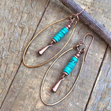 PENDIENTES VINTAGE BOHEMIO TURQUESA PERLÉ ARO