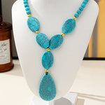 COLLAR BOHEMIO GÉOMÉTRIQUE LARME REDONDO TURQUESA PERLÉ