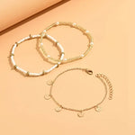 CONJUNTO CÔTIER DIJE 3-PIEZA SUPERPUESTO PULSERA DE CHEVILLE | ORO