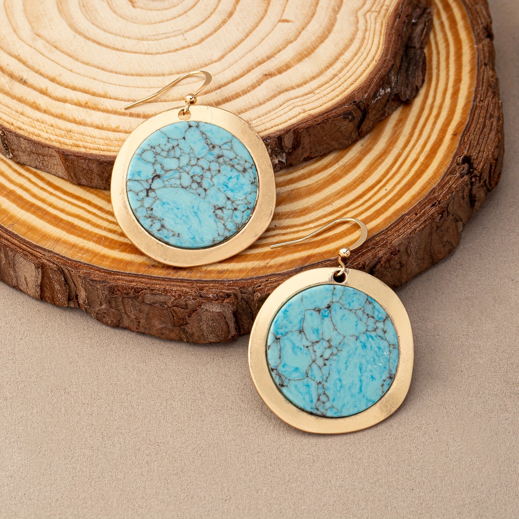 PENDIENTES TURQUESA BOHEMIO REDONDO