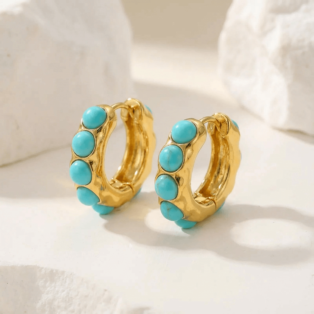 PENDIENTES AUDACIEUX TURQUESA PIERRE SCULPTÉ ARO