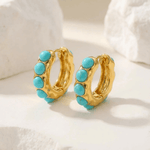 PENDIENTES AUDACIEUX TURQUESA PIERRE SCULPTÉ ARO