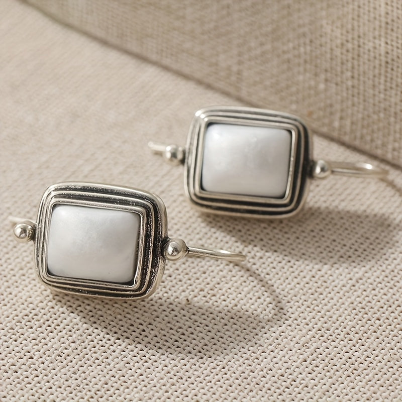 PENDIENTES ELEGANTE BOHEMIO CUADRADO PERLA GOTA