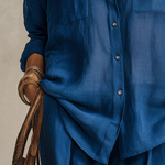 Bohemian Indigo Quiet Ease Button-Down Linen Shirt