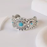 PULSERA VINTAGE ESTAMPILLÉ TURQUESA PLATA PLAQUÉ MANCHETTE